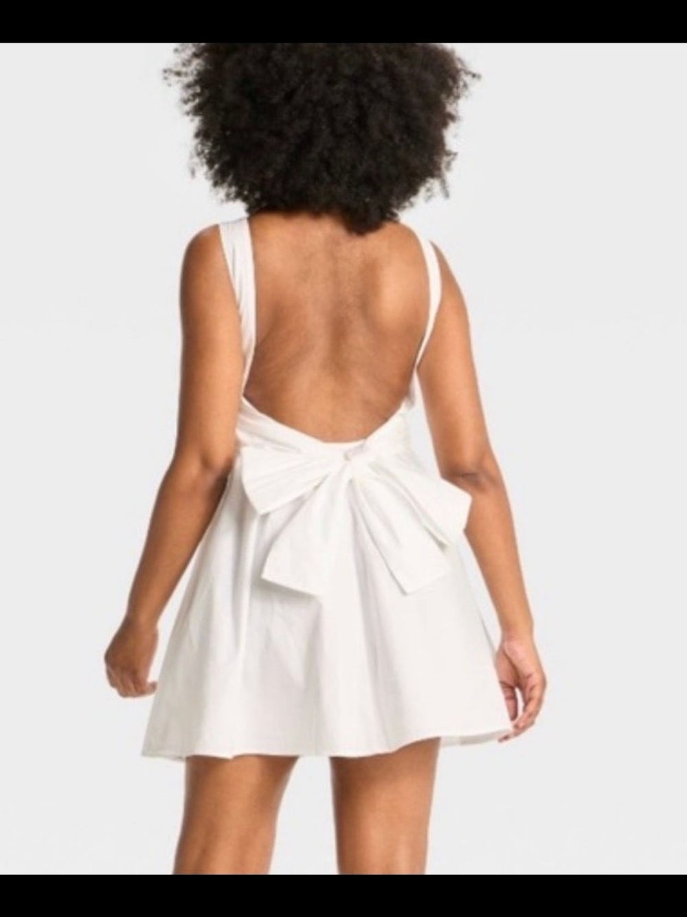 NWT Wild Fable White Bow Back Mini A-Line Dress Size L Backless